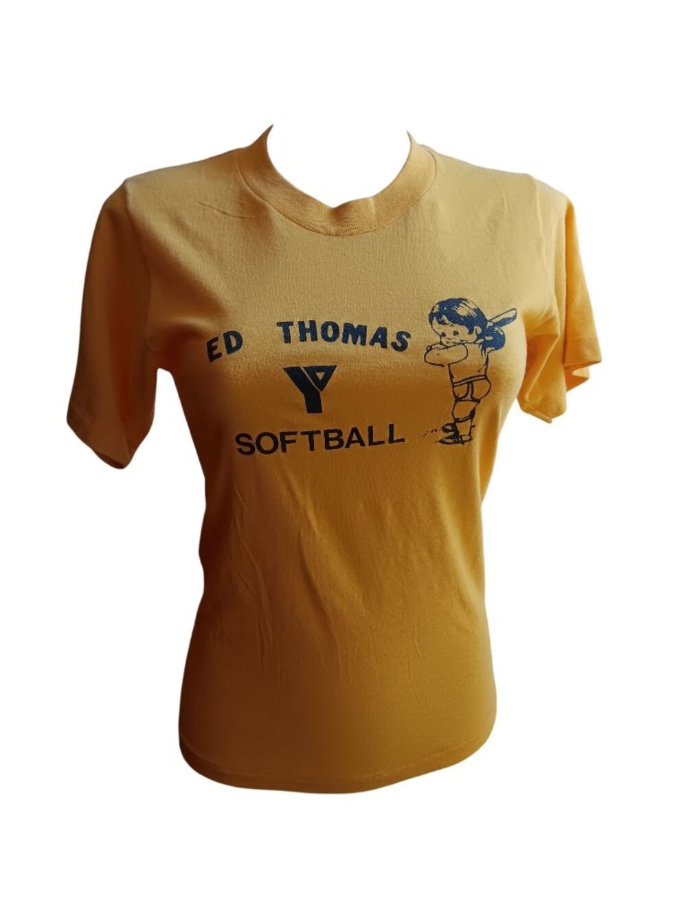 Buttery Thin Vintage T-shirt Small Women's 1970s Girl Softball YMCA Softball
